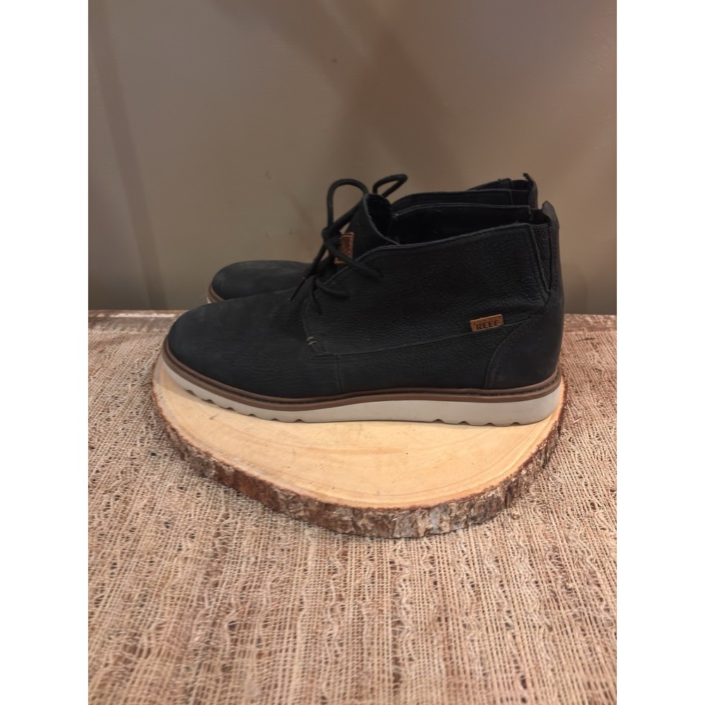 Reef Voyage Chukka Boot‎ Men's Sz 12  US Black Leather Casual Comfort